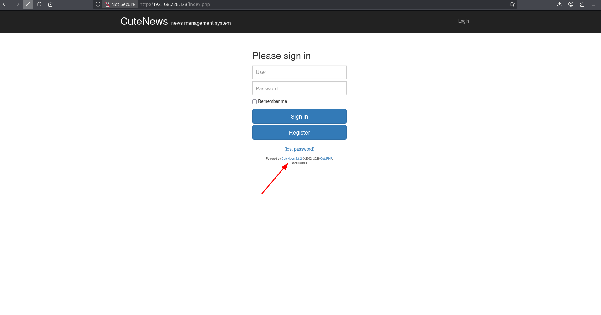 CuteNews login